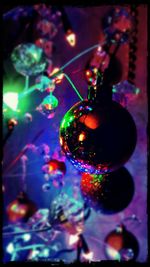 Close-up of illuminated christmas lights