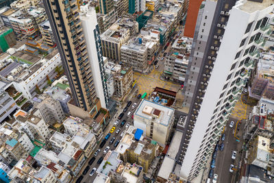 High angle view of buildings in city