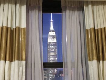 Building seen through window