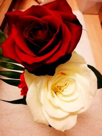 High angle view of rose bouquet