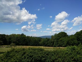 Scenic view of landscape against cloudy sky