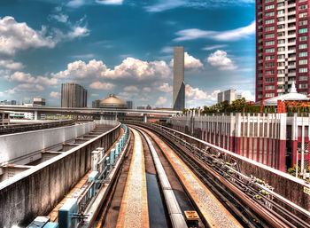 Railroad tracks in city