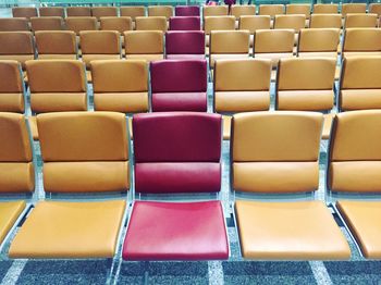 Full frame shot of empty chairs at airport