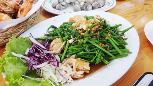 Close-up of salad in plate on table