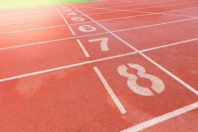 High angle view of running track