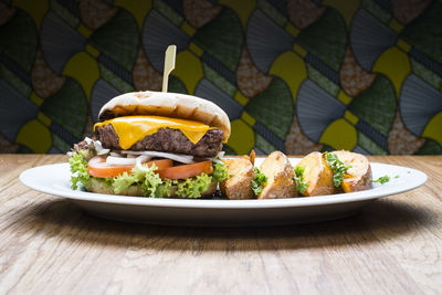 Close-up of salad in plate on table