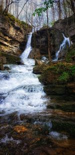 Stream flowing through rocks in forest