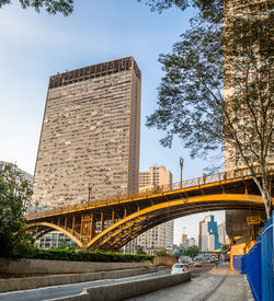 Low angle view of bridge against sky