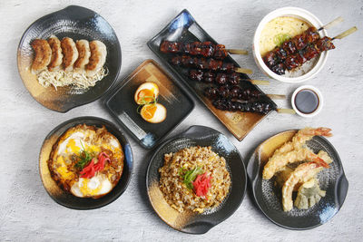 High angle view of food on table