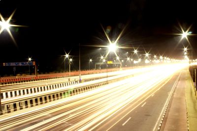 Light trails on highway at night