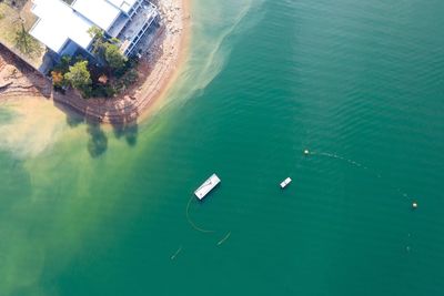 High angle view of boat in sea