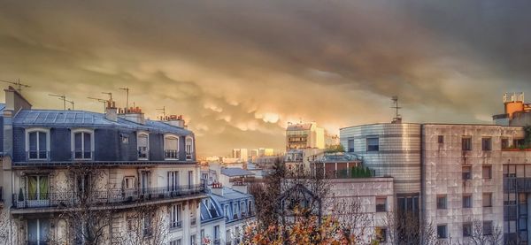 Panoramic view of cityscape against sky