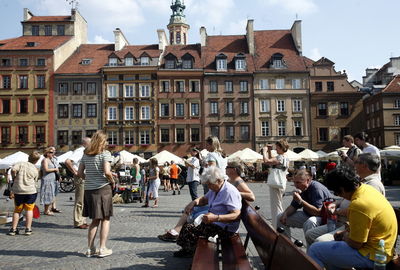 People at town square