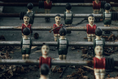 Close-up of foosball table