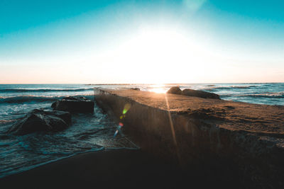 Scenic view of sea against clear sky