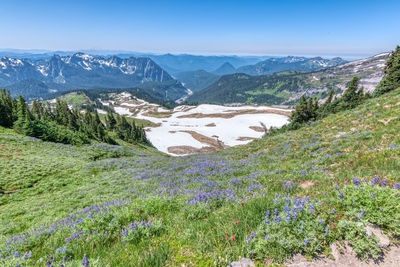 Scenic view of mountains against sky