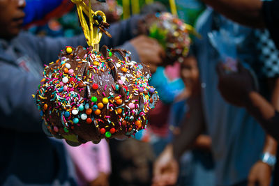 Close-up of multi colored candies for sale