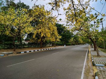 Road amidst trees against sky