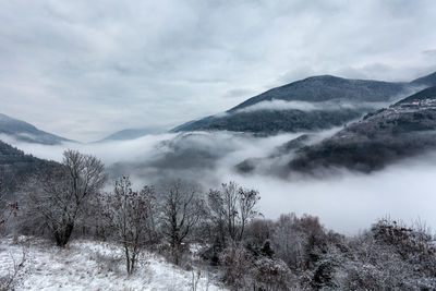 Winter landscape in a mountain valley