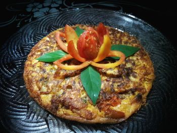 Close-up of served food in plate