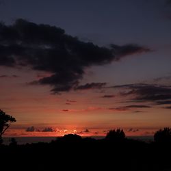 Scenic view of silhouette landscape against sky at sunset