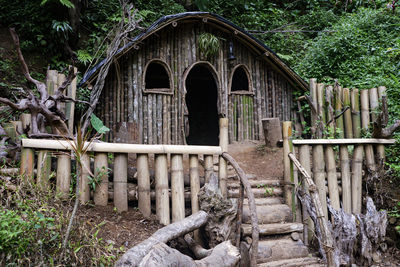 View of old bridge in forest