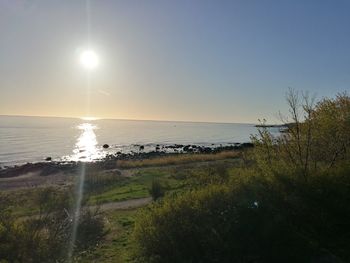 Scenic view of sea against clear sky