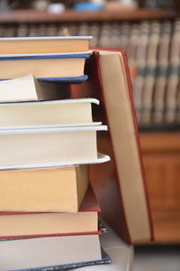 Close-up of books on table