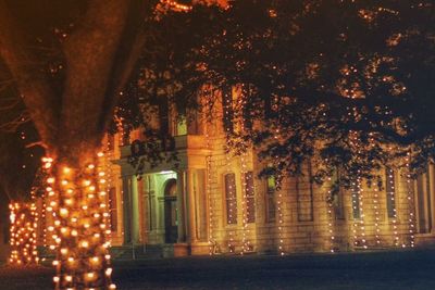 Illuminated built structure at night