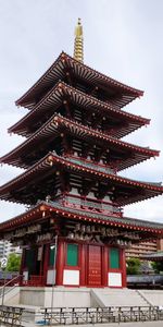 Low angle view of pagoda against sky