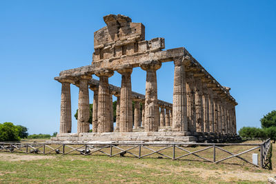 Temple of athena at paestum archaeological site, campania, italy