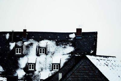 Low angle view of roof against clear sky