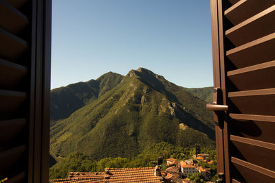 Scenic view of mountains against clear sky