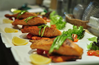 Close-up of meal served in plate