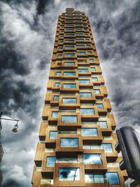 Low angle view of modern buildings against sky