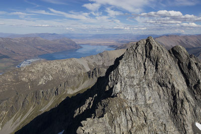 Panoramic view of rocky mountains against sky