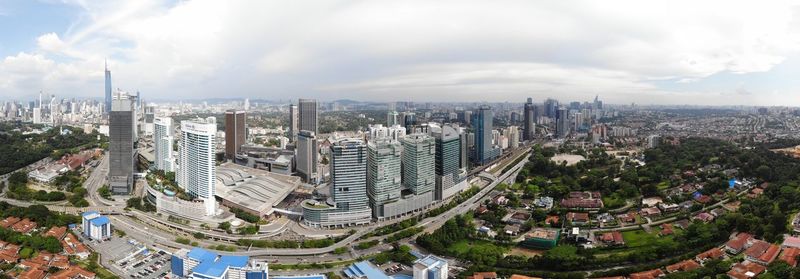 High angle view of cityscape against sky