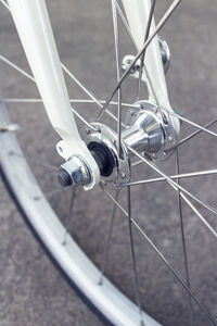 High angle view of bicycle wheel