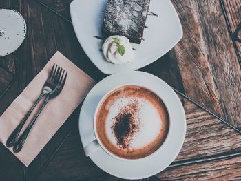 High angle view of coffee on table