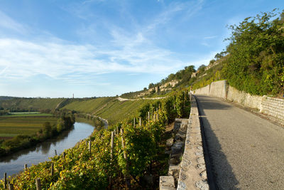 Road by river against sky