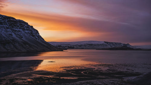 Scenic view of sea during sunset