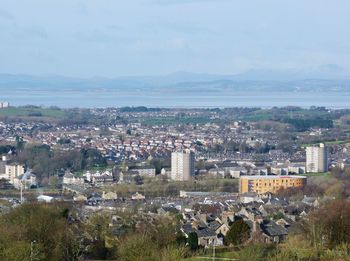 High angle view of townscape against sky