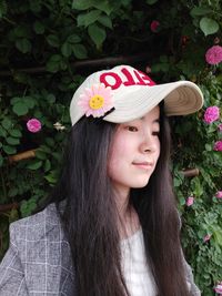 Portrait of woman wearing hat