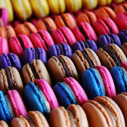 Full frame shot of multi colored macaroons