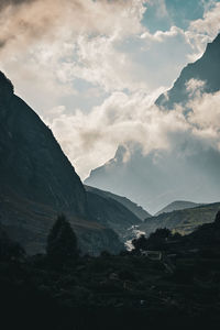 Scenic view of mountains against sky