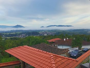 High angle view of townscape against sky