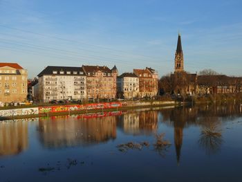 Reflection of buildings in water