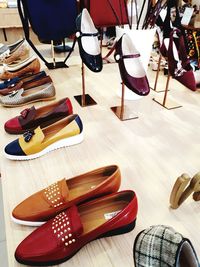 High angle view of shoes on table