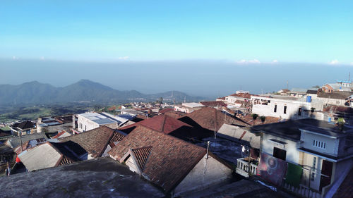 High angle view of townscape against sky