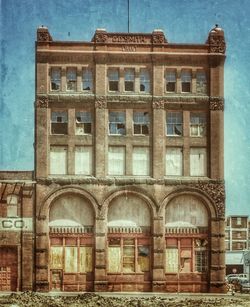 Exterior of historic building against sky